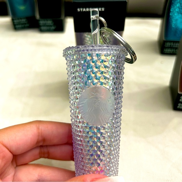 Starbucks Christmas 2023 Cold Cup Key Chain / Ornament Unicorn Studded Bling - Picture 1 of 4